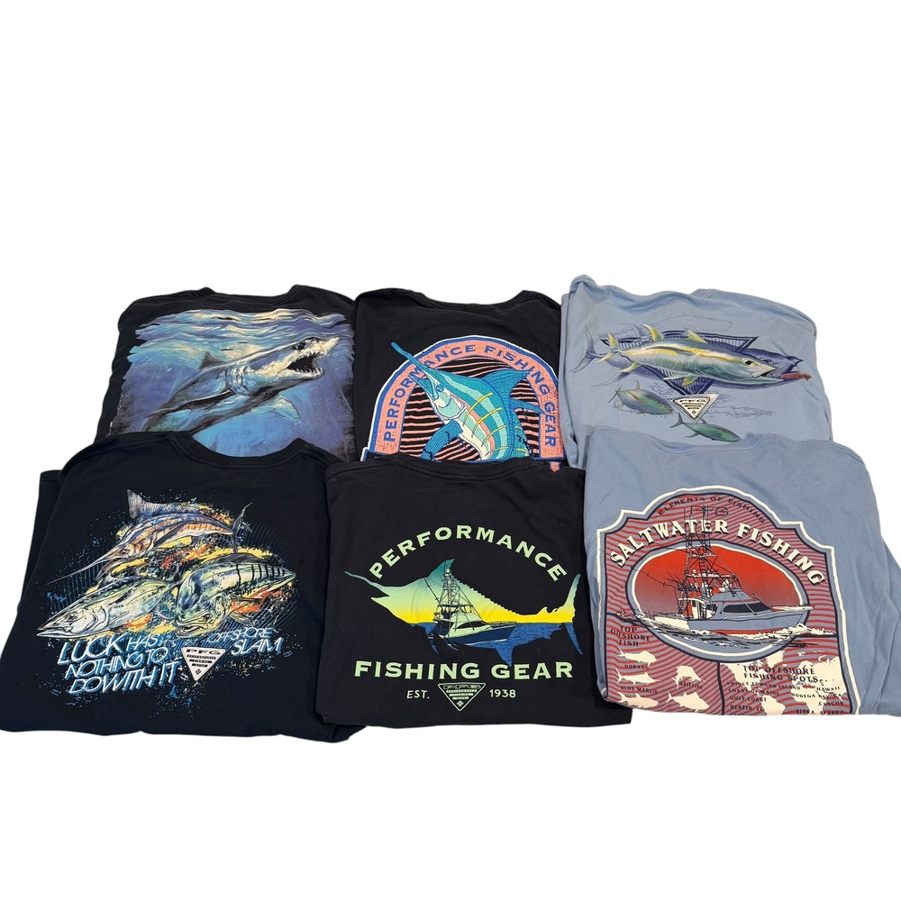 Columbia PFG T-Shirts Short Sleeve Large Fishing Coastal Ocean Lot Of 6
